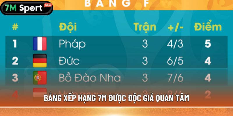 Bảng xếp hạng 7M được độc giả quan tâm